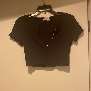Princess Polly Black button up crop top